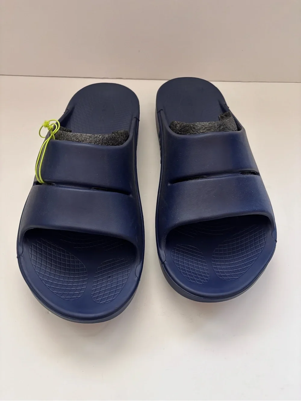 OOFOS Navy Blue Recovery Slide Sandals